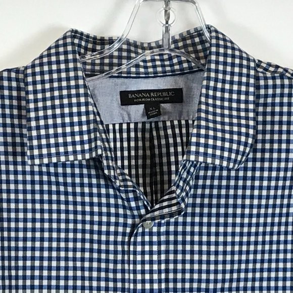 XL Banana Republic Check Stripe Button Front Shirt - Picture 2 of 3